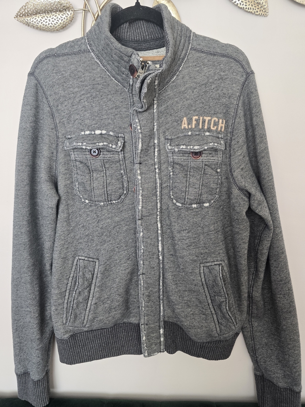 Abercrombie & Fitch Gray Zip-Up Sweatshirt Jacket Y2K Vintage Size XL